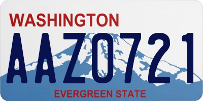 WA license plate AAZ0721