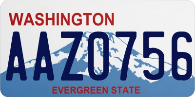 WA license plate AAZ0756