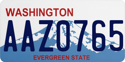 WA license plate AAZ0765