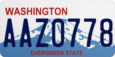 WA license plate AAZ0778