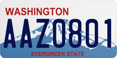 WA license plate AAZ0801