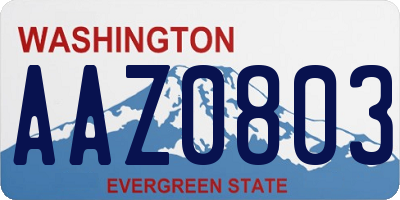 WA license plate AAZ0803