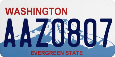 WA license plate AAZ0807