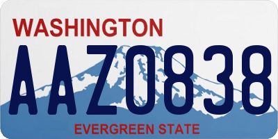 WA license plate AAZ0838