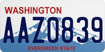 WA license plate AAZ0839