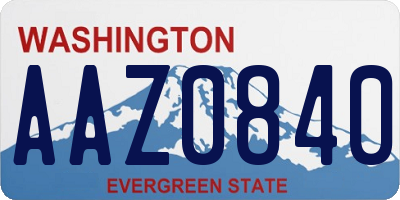 WA license plate AAZ0840