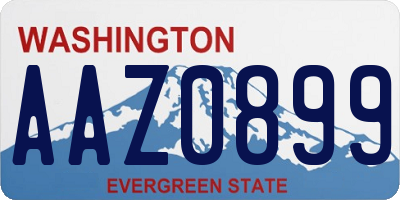 WA license plate AAZ0899