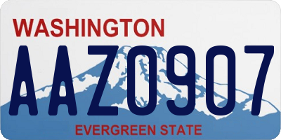 WA license plate AAZ0907