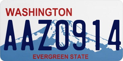 WA license plate AAZ0914