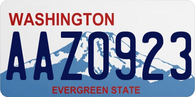 WA license plate AAZ0923