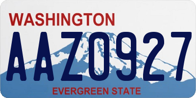 WA license plate AAZ0927