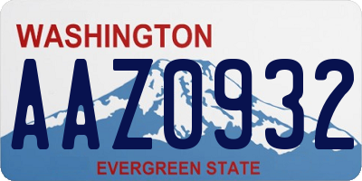 WA license plate AAZ0932