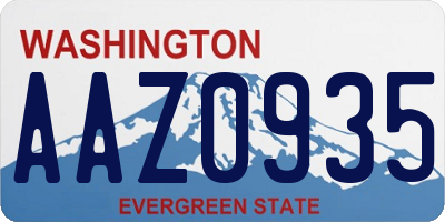 WA license plate AAZ0935