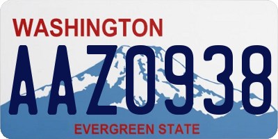 WA license plate AAZ0938