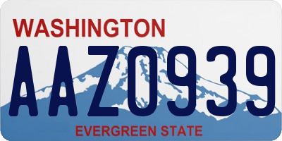 WA license plate AAZ0939