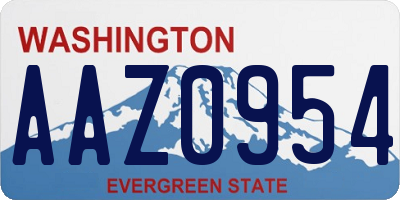 WA license plate AAZ0954