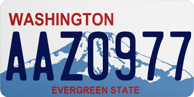 WA license plate AAZ0977