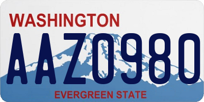 WA license plate AAZ0980
