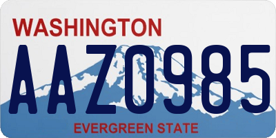 WA license plate AAZ0985