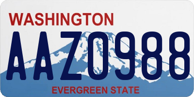 WA license plate AAZ0988
