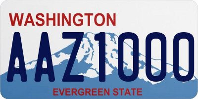 WA license plate AAZ1000