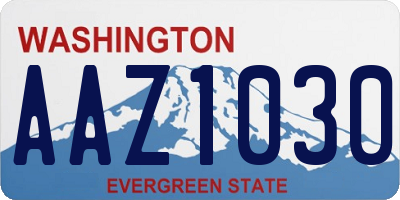 WA license plate AAZ1030