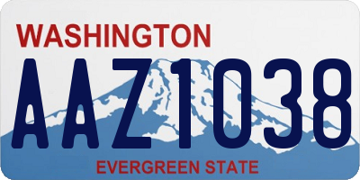 WA license plate AAZ1038