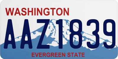 WA license plate AAZ1839
