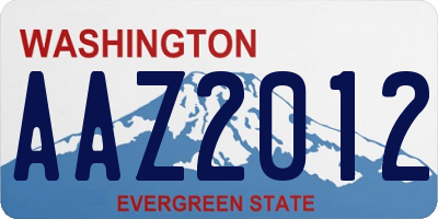 WA license plate AAZ2012