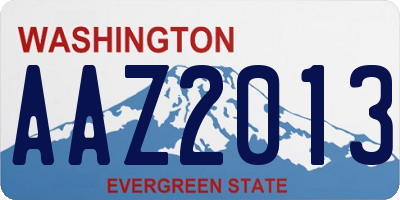 WA license plate AAZ2013