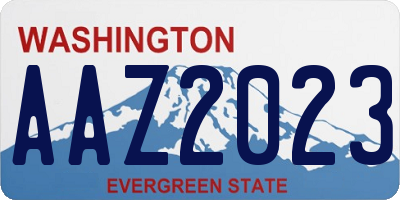 WA license plate AAZ2023