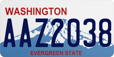WA license plate AAZ2038