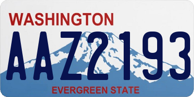 WA license plate AAZ2193