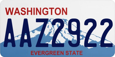 WA license plate AAZ2922