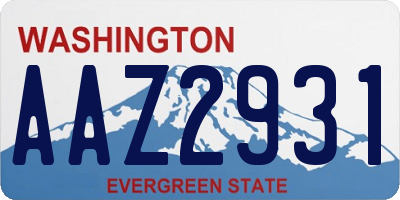 WA license plate AAZ2931