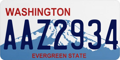 WA license plate AAZ2934