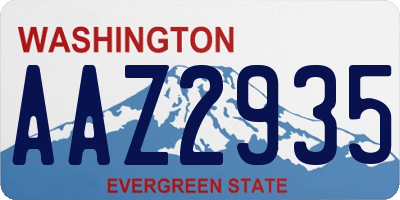 WA license plate AAZ2935