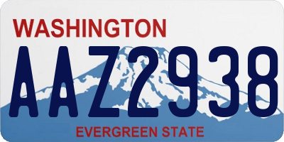 WA license plate AAZ2938