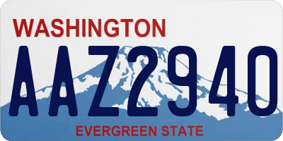 WA license plate AAZ2940