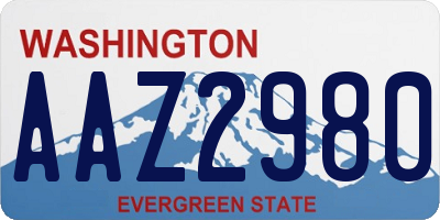 WA license plate AAZ2980