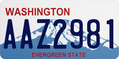 WA license plate AAZ2981