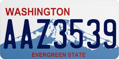 WA license plate AAZ3539