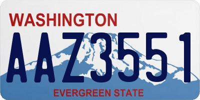 WA license plate AAZ3551