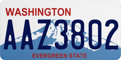WA license plate AAZ3802