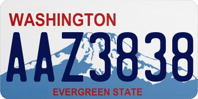 WA license plate AAZ3838