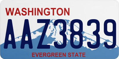 WA license plate AAZ3839