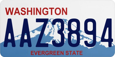 WA license plate AAZ3894
