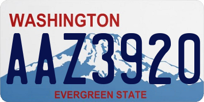WA license plate AAZ3920
