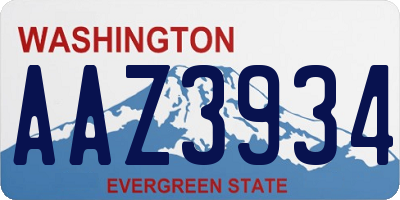 WA license plate AAZ3934