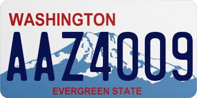 WA license plate AAZ4009
